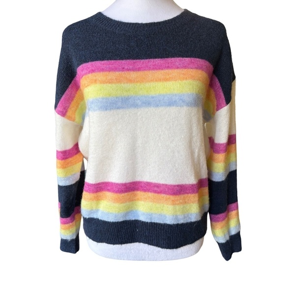 Sundry Sweaters - Sundry Crew Neck Pullover Striped Sweater Size 0
